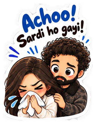 Khaapi chibi sticker: Achoo! Sardi ho gayi!